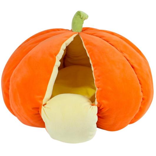 Plush Pumpkin Cat Bed